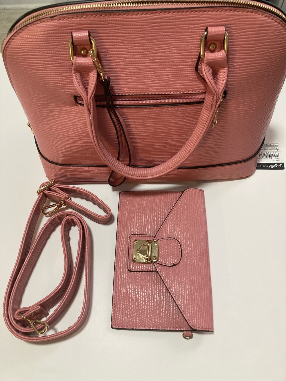 Women’s Pink Structured Satchel with Matching Wallet - Classic Everyday Carry
